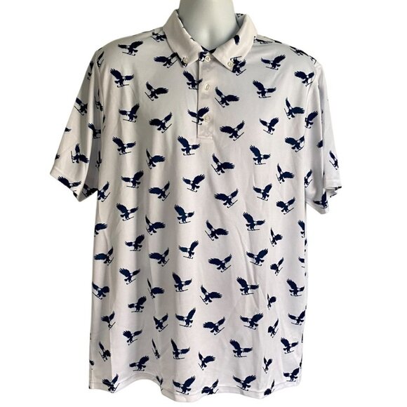 Golf America White Polo with Blue Eagles Golf Clubs Men's Large - Picture 2 of 9